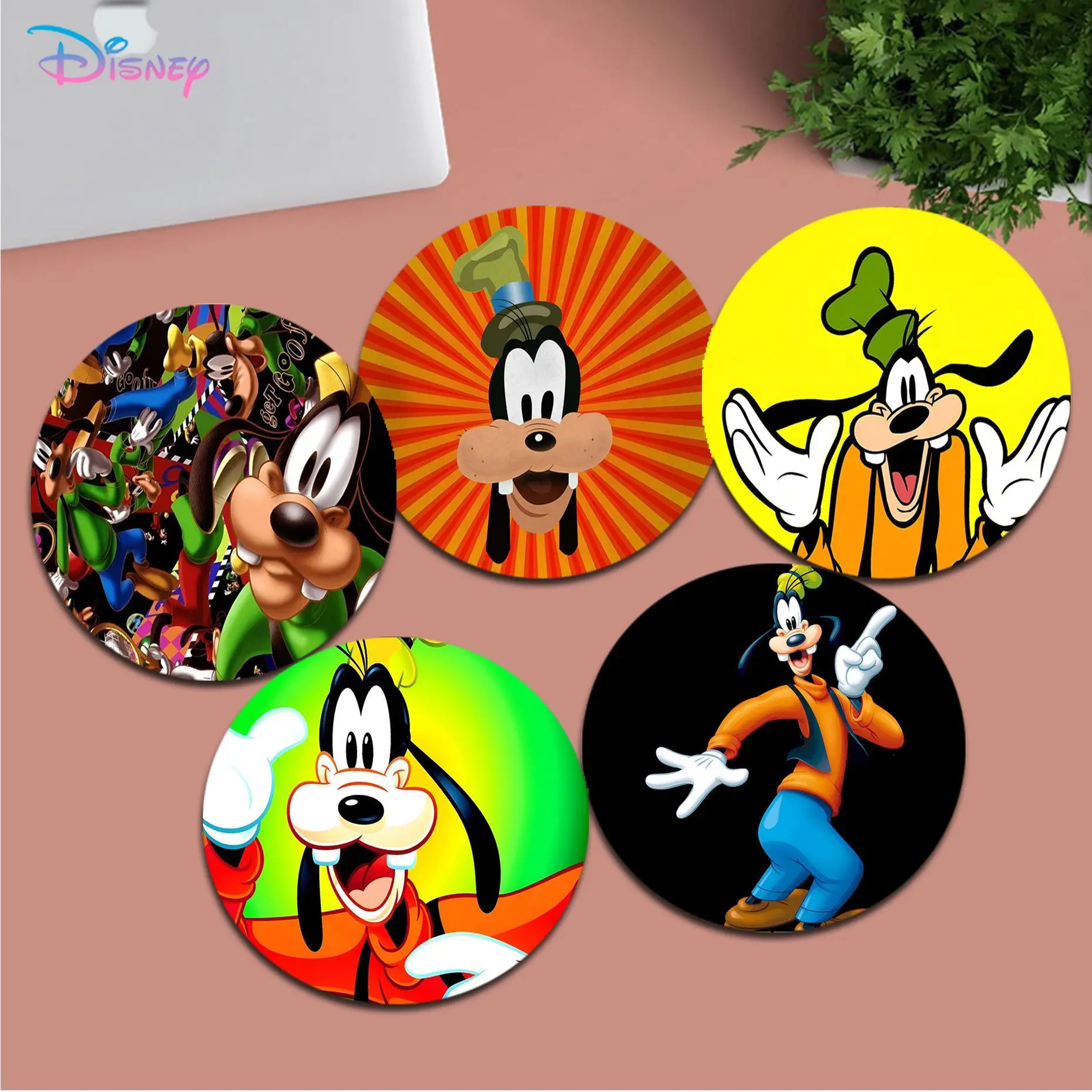 

Disney Goofy Mousepad Animation Round Office Computer Desk Mat Table Keyboard Big Mouse Pad Laptop Cushion Non-slip for PC Table