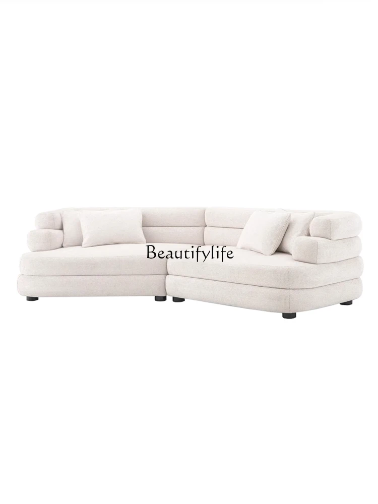 

Italian Simple Lambswool Fabric Sofa Living Room Small Apartment Shaped Corner Combination
