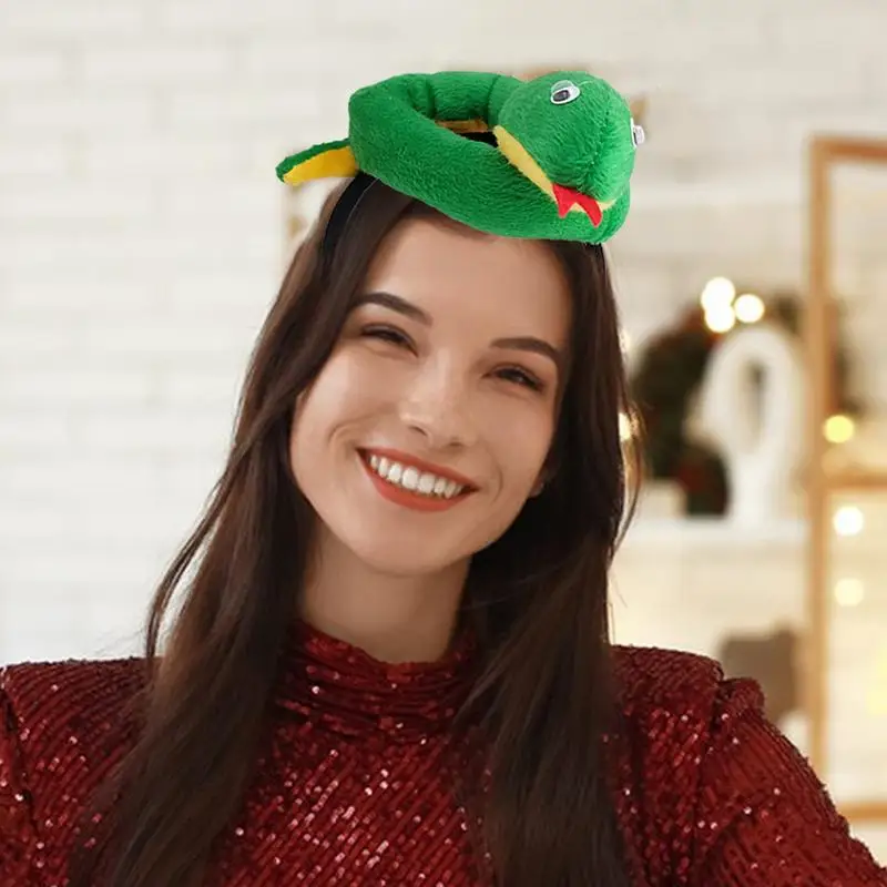 Snake Plush Headband Novelty Snake Stuffed Hairband 2025 Costume Photography Props Year of the Snake Hair Headband for Women