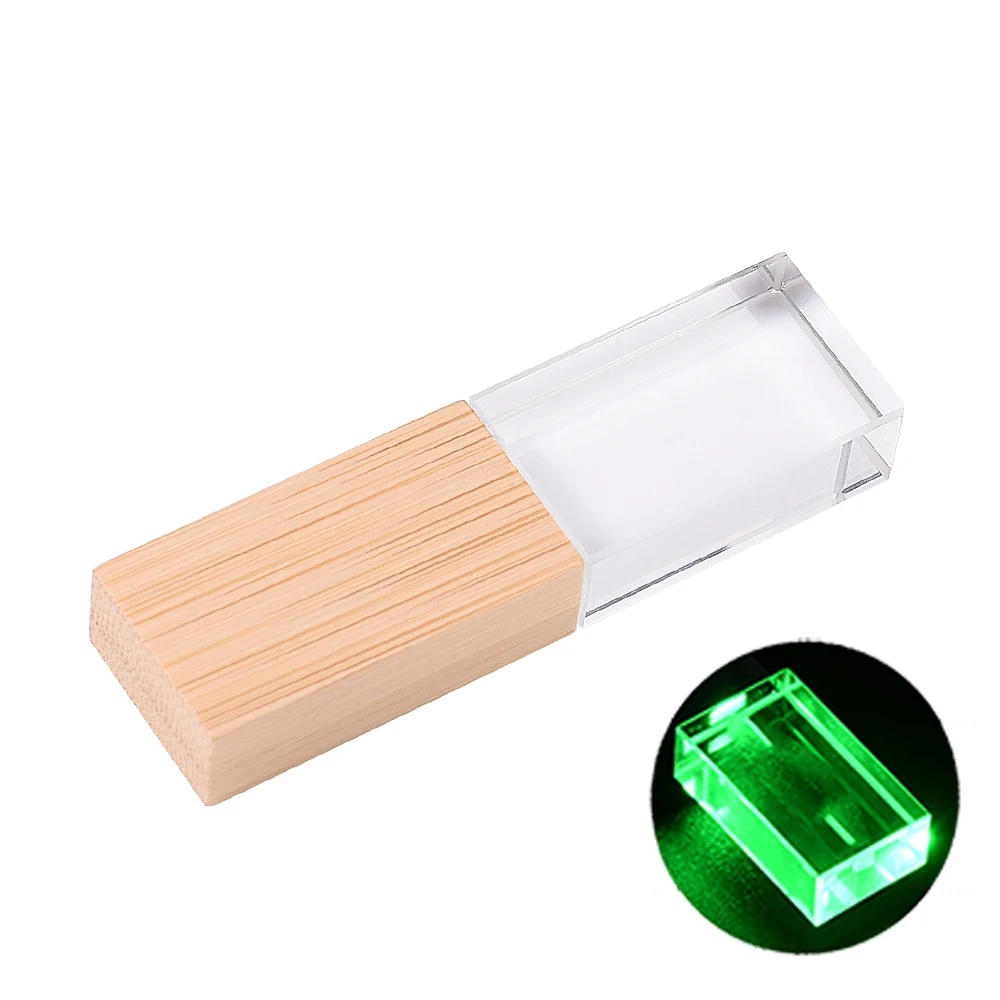 LED 램프 크리스탈 64GB USB 플래시 드라이브 32GB 펜 드라이브 메이플 16GB 메모리 스틱 8GB 웨딩 사진 선물 U 디스크 4GB