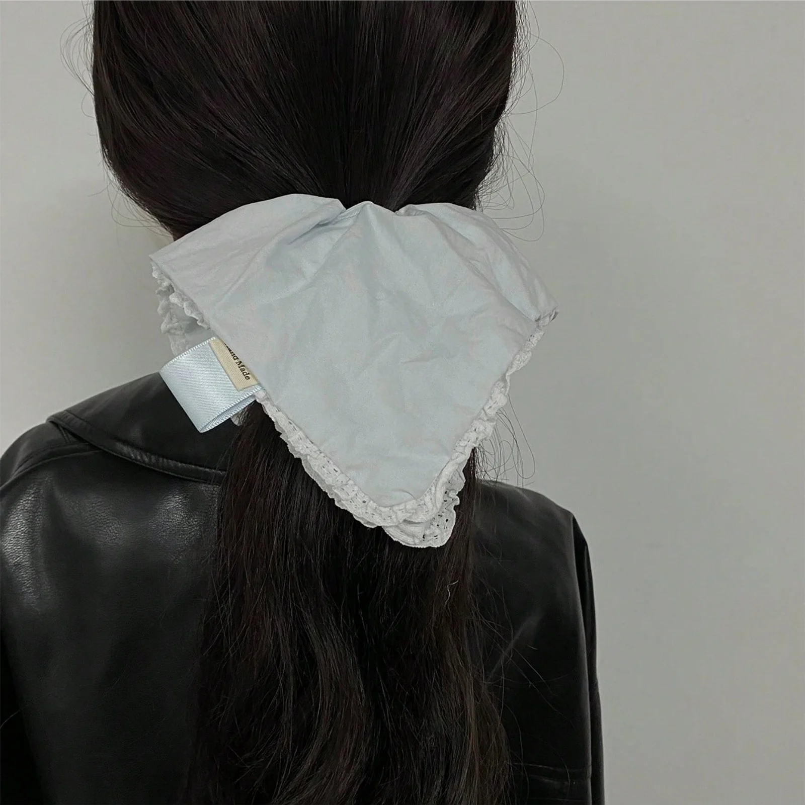 1Pc Women's Elegant Soft Light Blue Solid Hair Scrunchie, Korean Ins Minimalist Fashion Versatile Cute Hair Tie Scarf, Daily