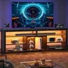 70 Inch TV Stand, Tall LED Entertainment Center for 70/75/80 inch TV, Gaming TV Cabinet with Storage for PS5, Modern TV Console 3