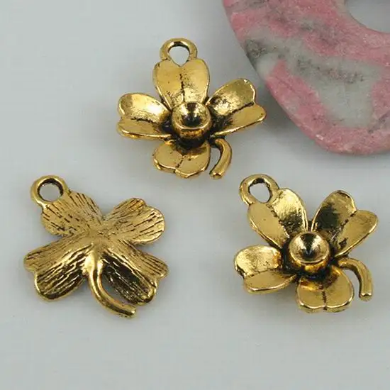 

10pcs dark gold color crafted flower leaf charms H0149