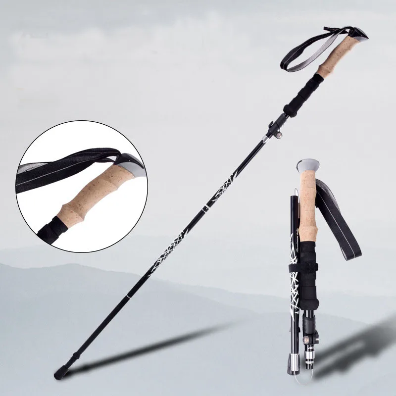 RetractableMetalPocketCanePortableWalkingStickforHikingCamping
