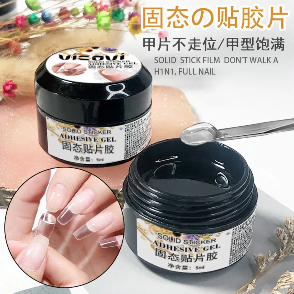Soft Nail Tips Gel 5ml for Press On False Nails Solid Sticker Adhesive Nail Gel UV Bond Rhinestone Fake Tips Extension Glue nail glue