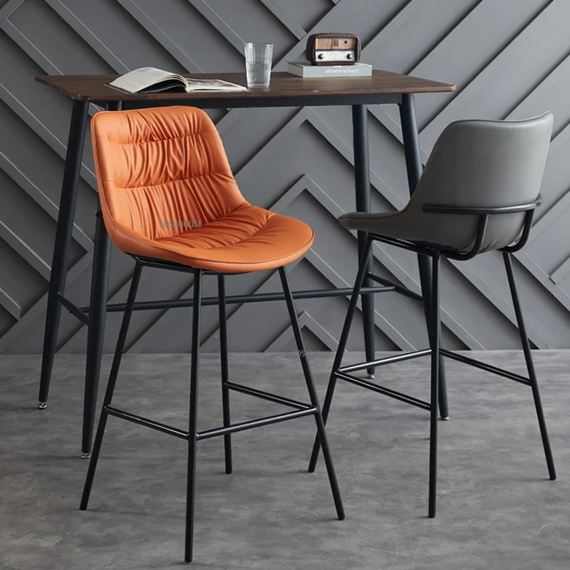 Nordic Leather Bar Chairs for Bar Furniture for Home Light Luxury