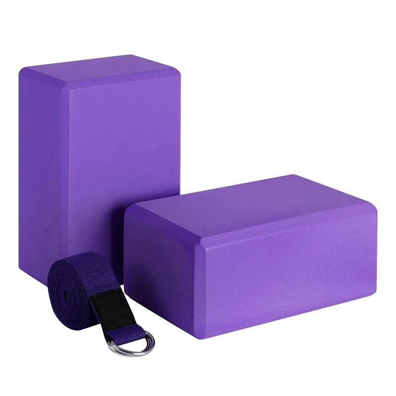 Lala Block LALA Yoga Block And Yoga Strap Set EVA Foam Soft Non-Slip Yoga Blocks ...