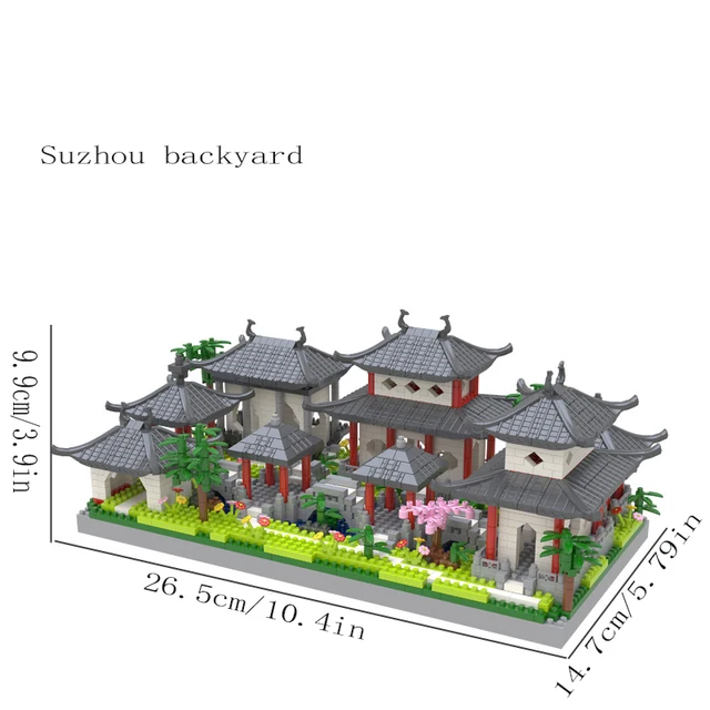 Suzhou Garden puzzle micro particle assembly type building block ethnic style building block toy - Suzhou Back Yard