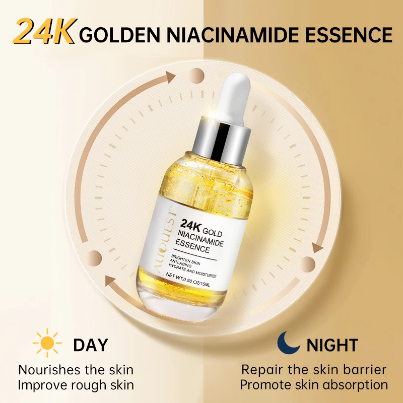 Niacinamide 24k Gold Serum Whitening Dark Spot Remover Anti Aging Hyaluronic Acid Face Serum Facial Skin Care Beauty Health