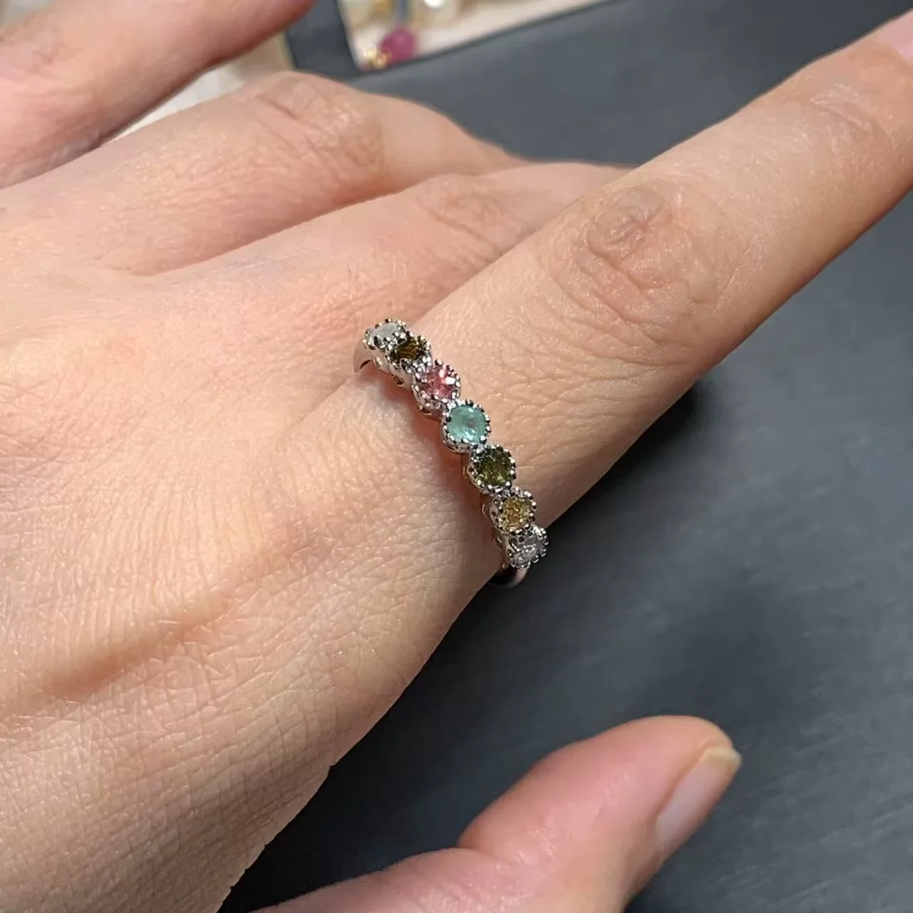 MM Natural Tourmaline Ring Adjustable Female Ring Jewelry for Women Gift Wholesale High Quality Vintage Fine