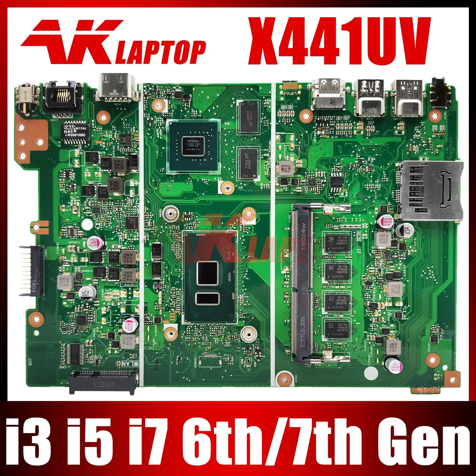 

X441UV Laptop motherboard 4405U I3 I5 I7 6th Gen 7th Gen CPU 4GB 8GB RAM For Asus X441U X441UQ X441UR X441UB A441U mainboard