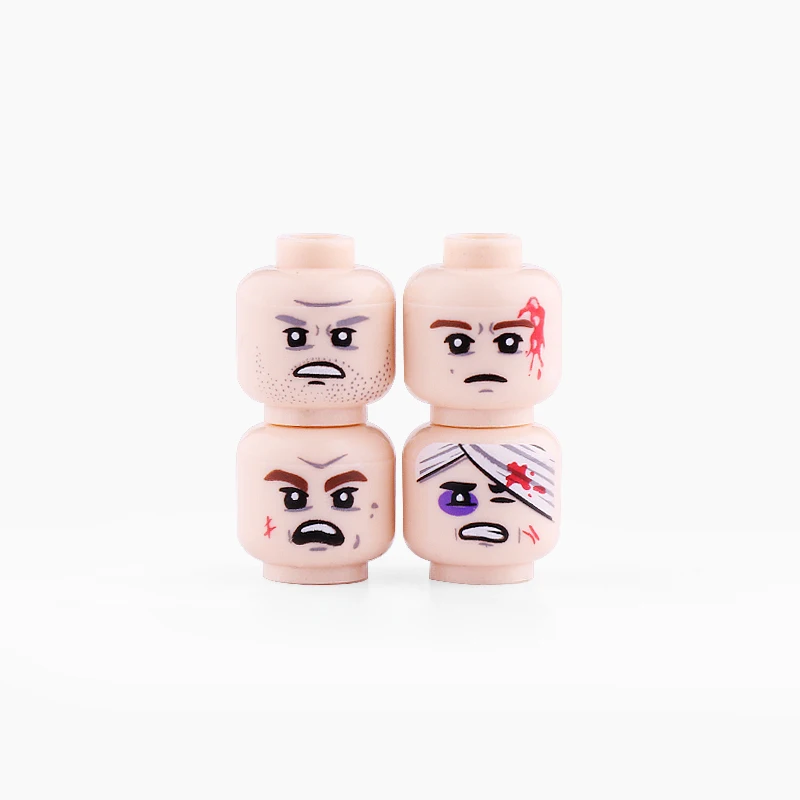 MOC Military Zombie Injured Face Accessories Building Blocks WW2 Soldiers Figures Head Emotional Weapon Parts Mini Bricks Toys 5