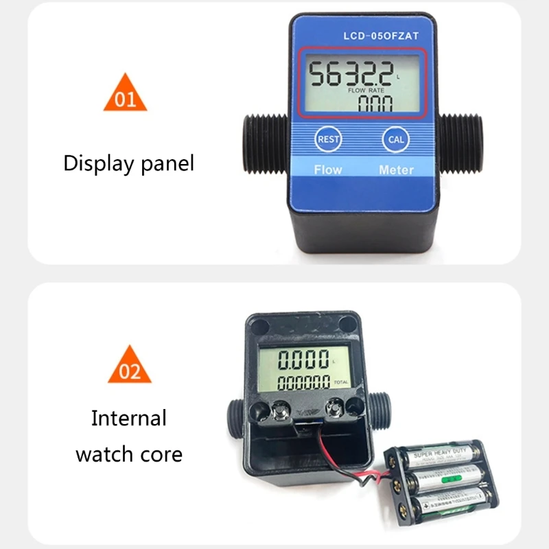 

Digital Turbines Flow Meter Digital Display Counter for Measure Diesels Kerosene Gasolines 2.3-3.3V