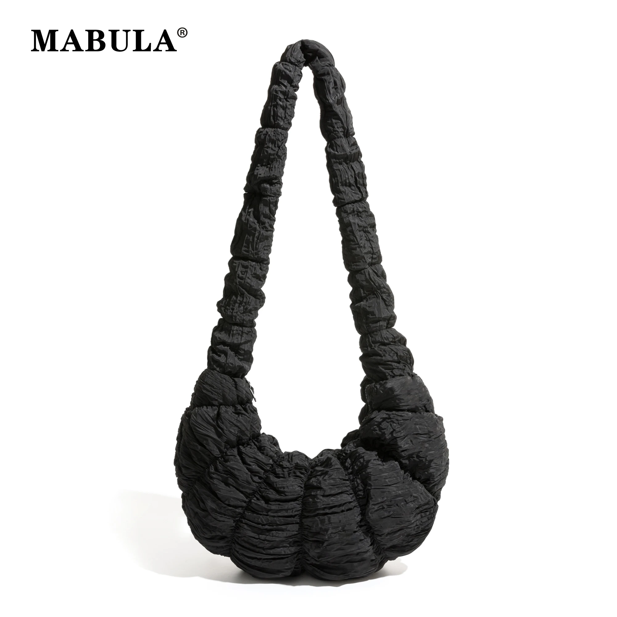 

MABULA Cloud Shape Pliated Woman Tote Handbag Down Padded Lightweight Female Shoulder Bag Nylon Fold Fashion Crossbody Purse