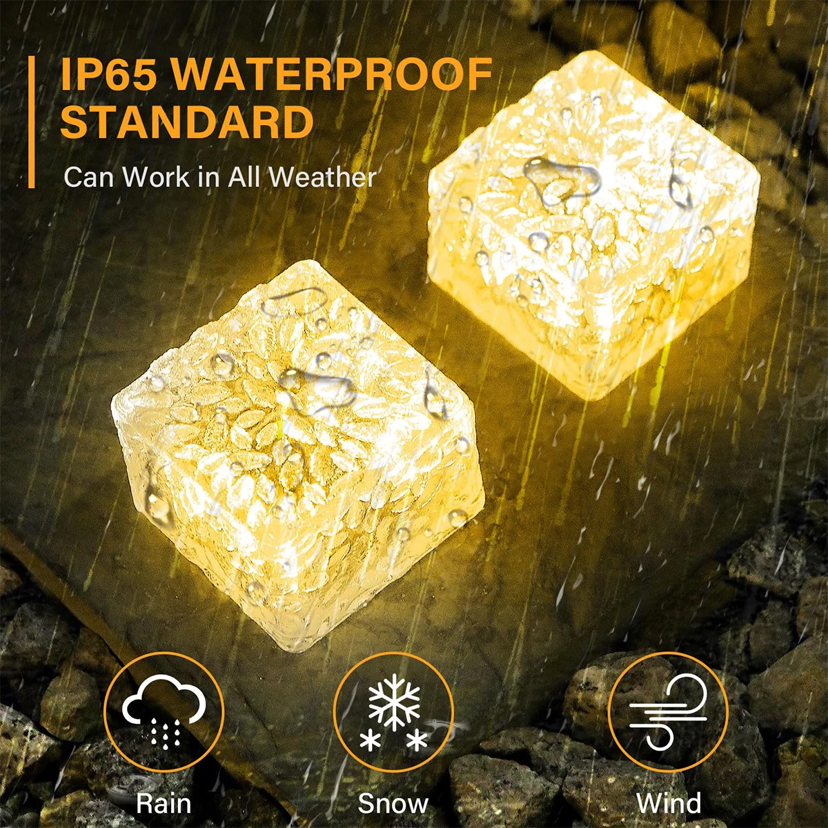 태양광 사각형 LED 웜 라이트 아이스 브릭 매립형 램프 1w 1.2v 자동 점등 큐브 LED 지면 전구 야외 정원 통로