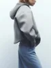 ZABA Women's Versatile Hooded Zip Long Sleeve Loose Jacket Fashion Oversized Casual Top Sweatshirt Street Basic Sports Wear 3