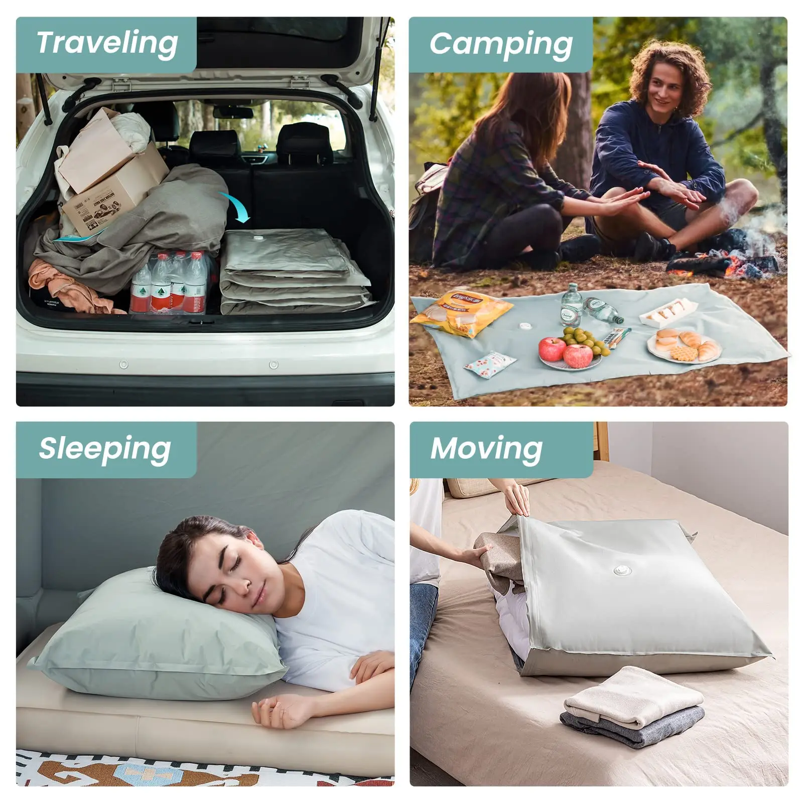 Fabric Vacuum Storage Bags,Wearproof, Punctureproof Save 80% Space, Fit Blankets, Bedding, Clothing - Travel Vacuum Bags 4