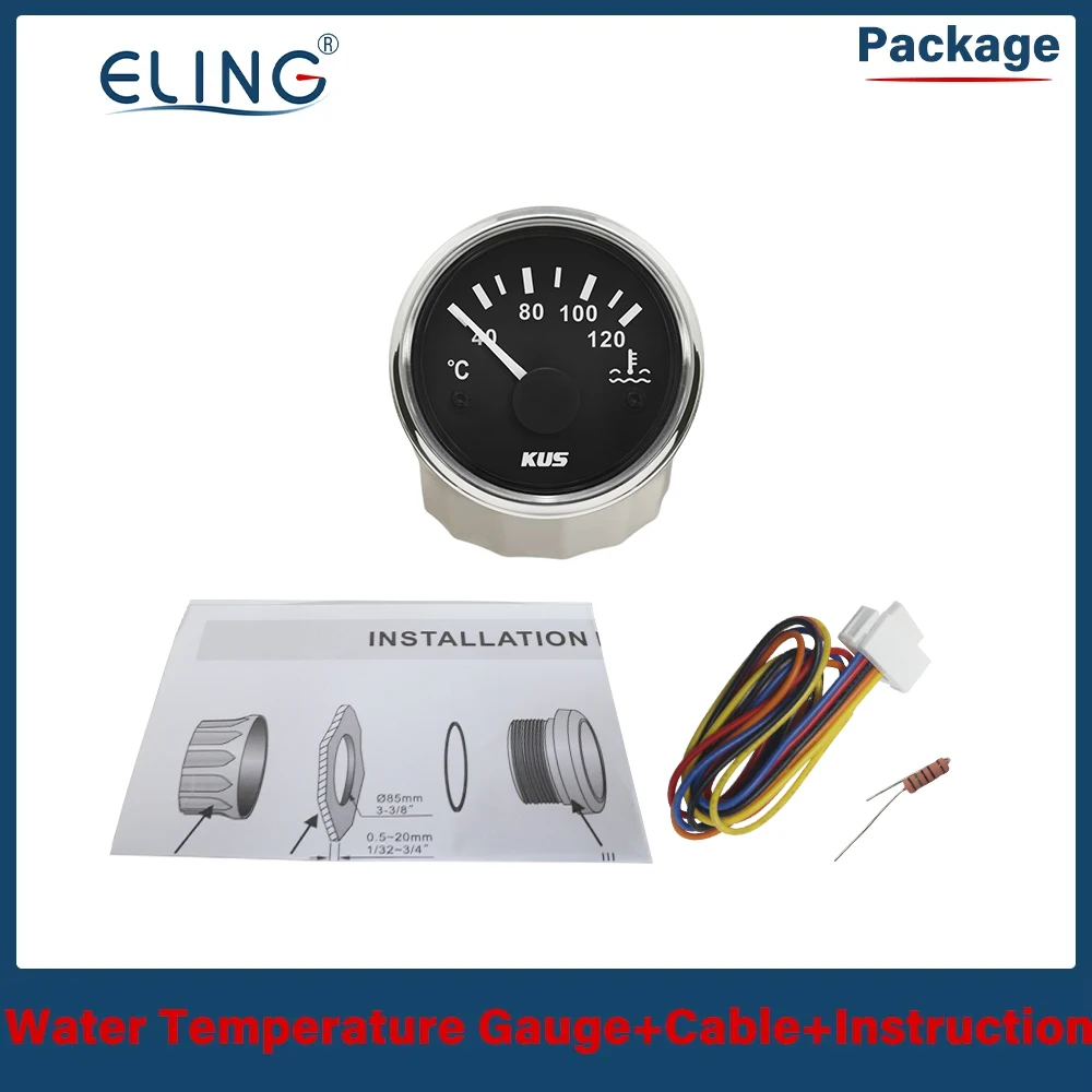 Tus 범용 52mm 수온 게이지 40-120 ℃ 25-120 ℃, 12V 24V, 자동 보트, 빨간색 노란색 조명 온도 센서, M10, M14, M16, M18