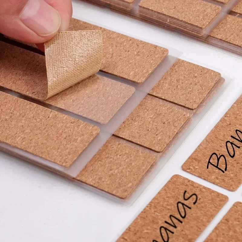 Oak Wooden Self-adhesive Labels Stickers Kitchen Bottle Jars Storage Blank Label DIY Craft Cork Sticker Packaging Sealing Tags