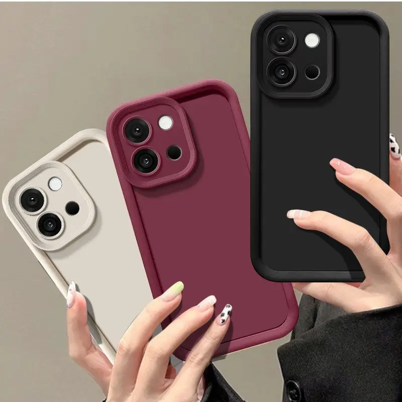 Solid Color Stepped Matte Silicone Shockproof Bumper Case