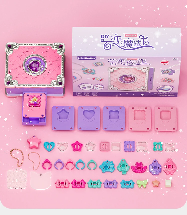 Beaded Jewelry Kit Jewellery Making Kit Friendship Bracelet Making Kit Jewelry Making Kit For Kids DIY Handmade Ring Bracelet Magic Book Child Crafts Toy Production Material Girl's Birthday Xmas Gift