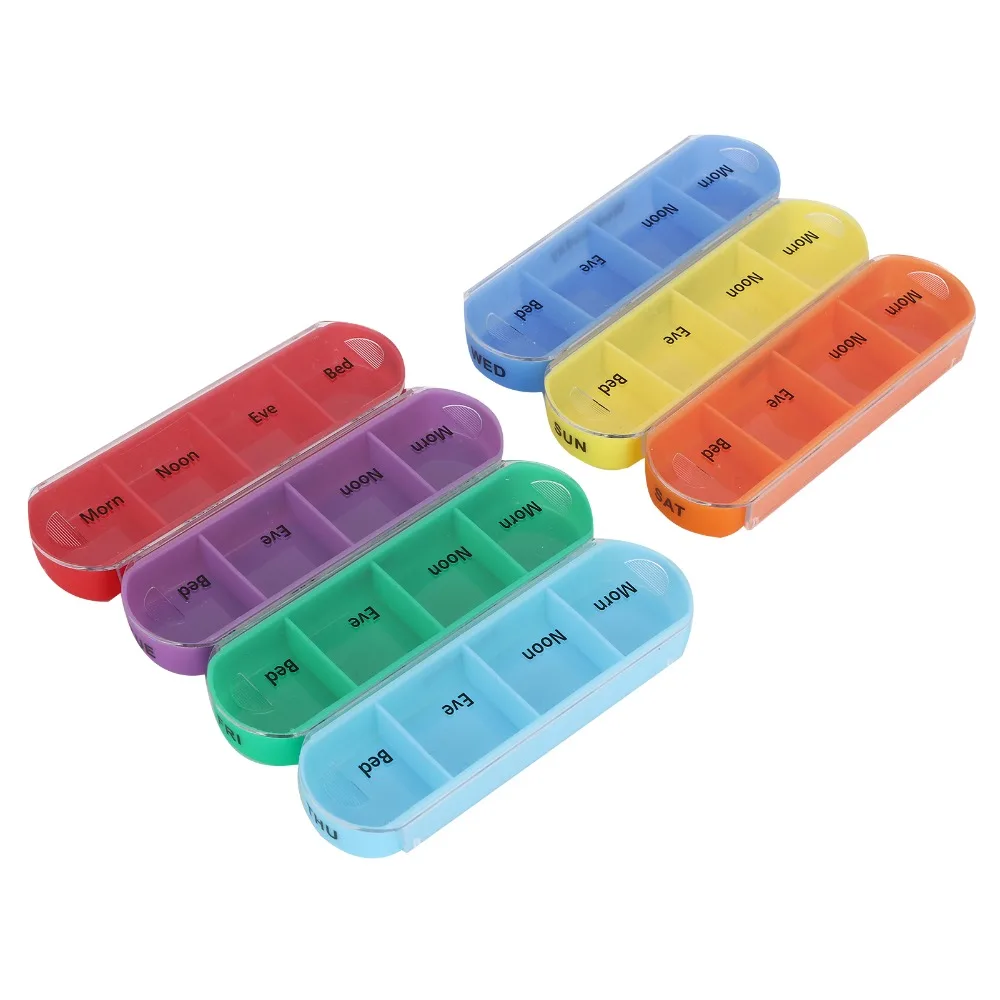Weekly Pill Organizer with 28 Compartments and Storage Bag - 7-Day, 4-Times-a-Day Schedule