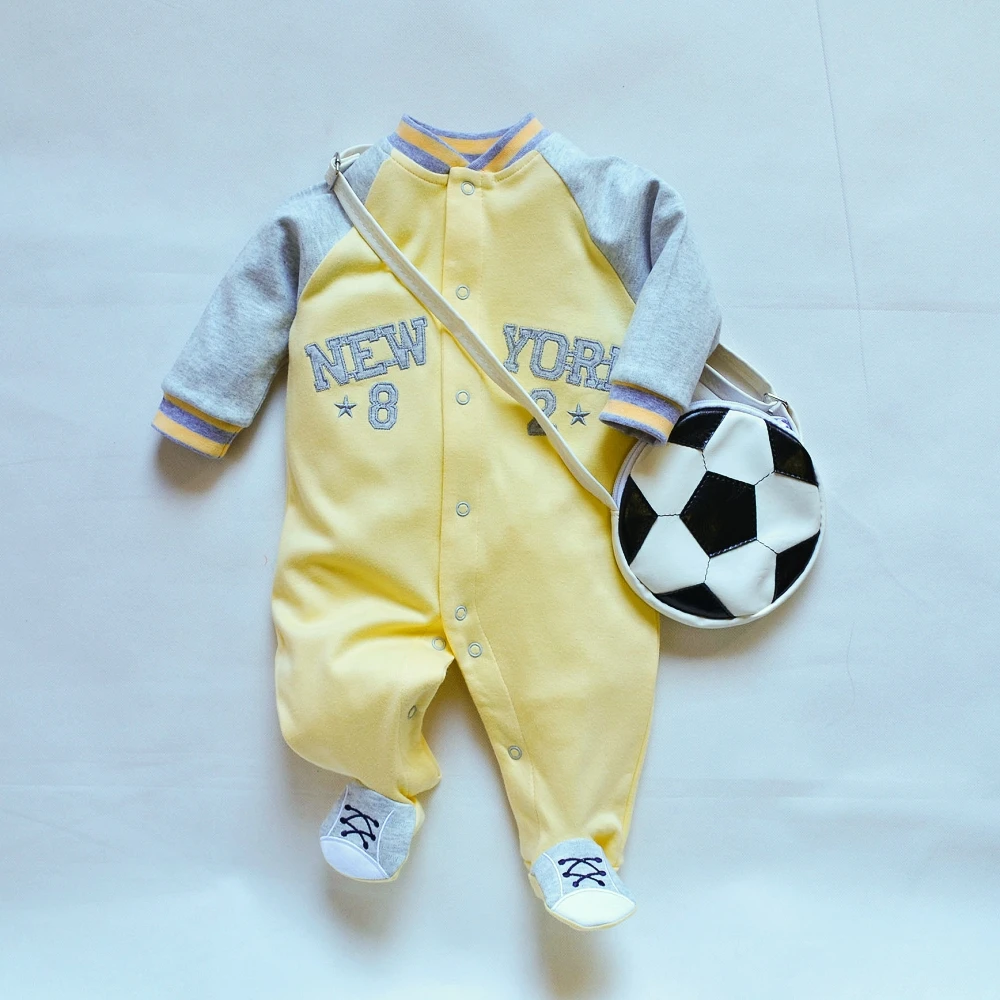 Baby Rompers Spring Autumn Clothes letter embroidery Boy Pajamas Newborn Outfit Sports Jumpsuit Infants Clothing 0 -12 Months