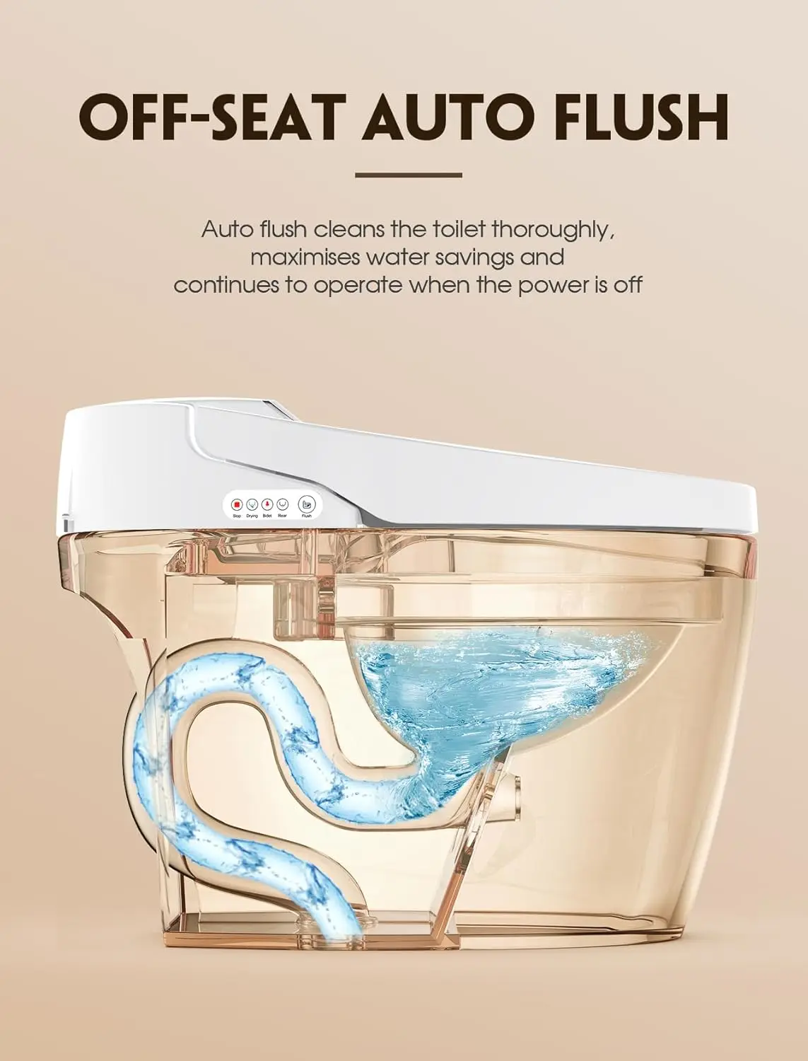 Tankless Smart Toilet With Bidet Built In One-piece Bidet Toilet Seat Auto Flush Auto Open & Close Heated Seat Warm