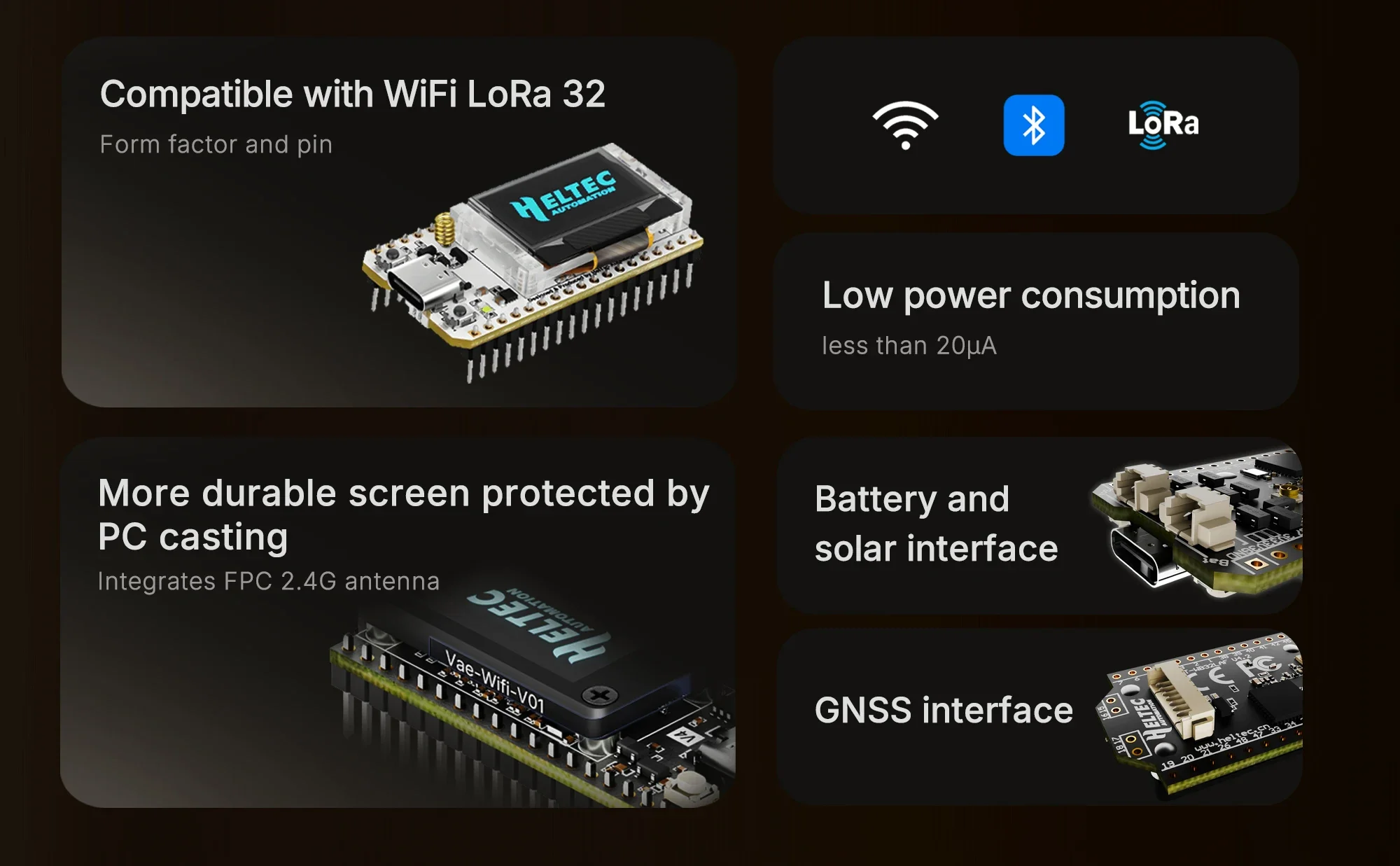 รูปสินค้า บอร์ดพัฒนา Heltec Meshtastic WiFi LoRa 32 V4 พร้อม GPS OLED พลังงานแสงอาทิตย์