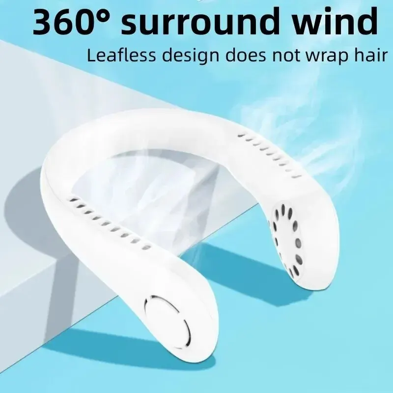 Portable Mini Home Summer Air-cooled Neck Hanging Fan for Outdoor Sports, Running, Travel Without Blades, Wearable USB Neck Stra 2