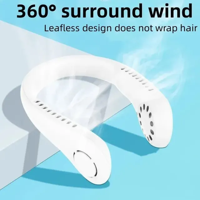 Portable Mini Home Summer Air-cooled Neck Hanging Fan for Outdoor Sports, Running, Travel Without Blades, Wearable USB Neck Stra 2