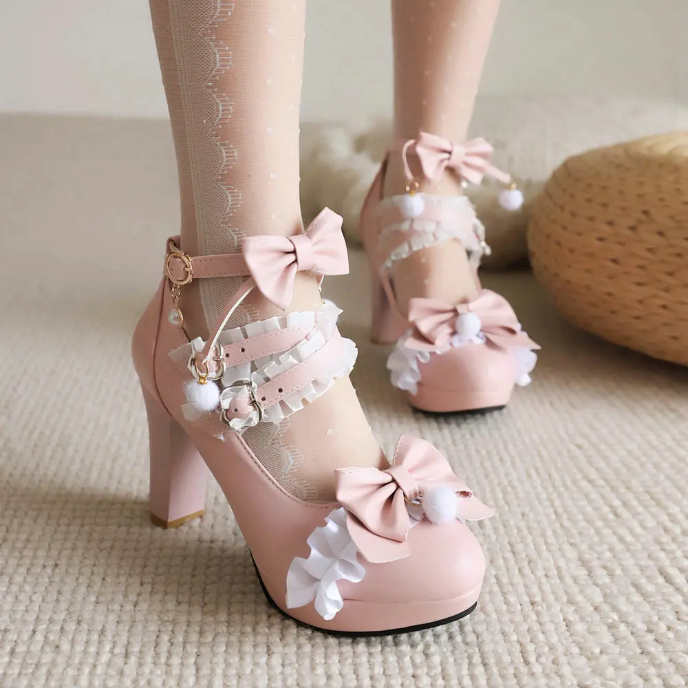 Pink Platform Cute Shoes Light Pink Platform Pink Bow Tie Heels