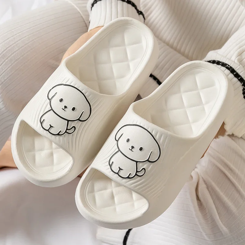 Trend Cartoon Puppy Summer Couple Non-slip Soft Slides Lithe Comfort Sandals Men Women Casual Slippers Ladies' Home Flip Flops 4