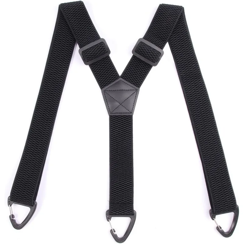 조절 가능한 탄성 바지 멜빵-남성용 블랙 헤비 듀티 작업용 멜빵 3.8cm 폭 Y자형 플라스틱 그리퍼 클래스프 포함