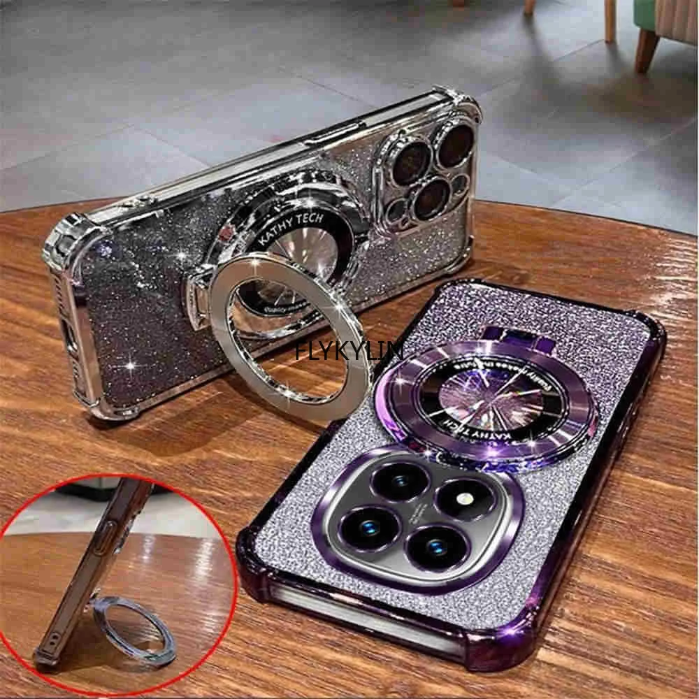 Glitter Shockproof Phone Case with Stand Holder and Luxury Bracelet Soft Cover