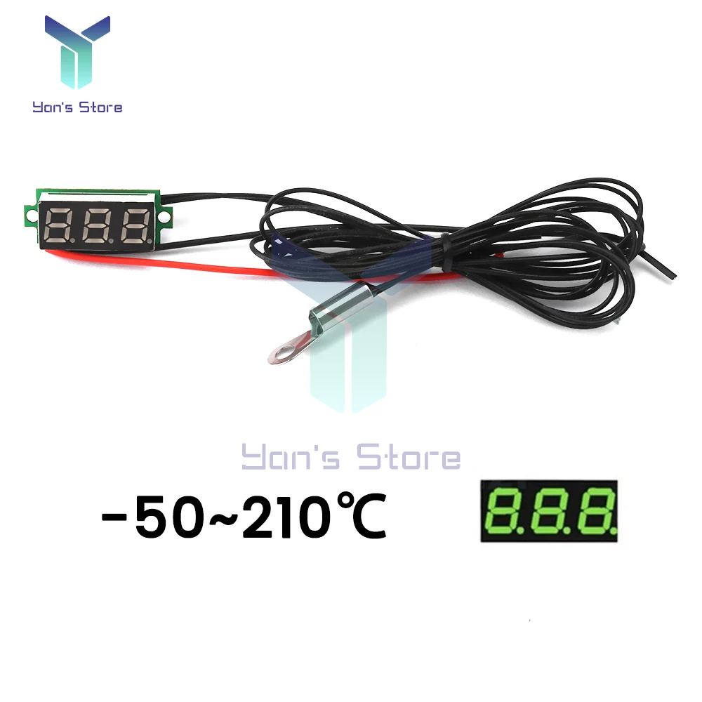 1Pc 0.28 Inch LED Digital Thermometer Temperature Sensor Detector Waterproof NTC Metal Probe Red/Green/Blue/Yellow/White Display