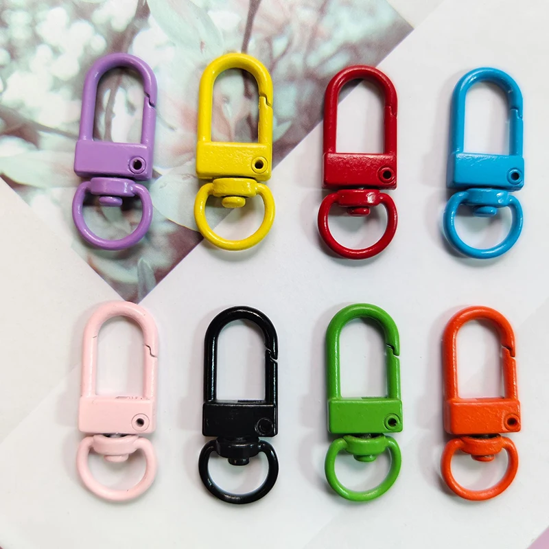 10/50pcs Candy Color Snap Lobster Clasp Hooks for DIY Colorful Trinkets Making Rotating Pet Keychain Dopamine Keyring Accessorie