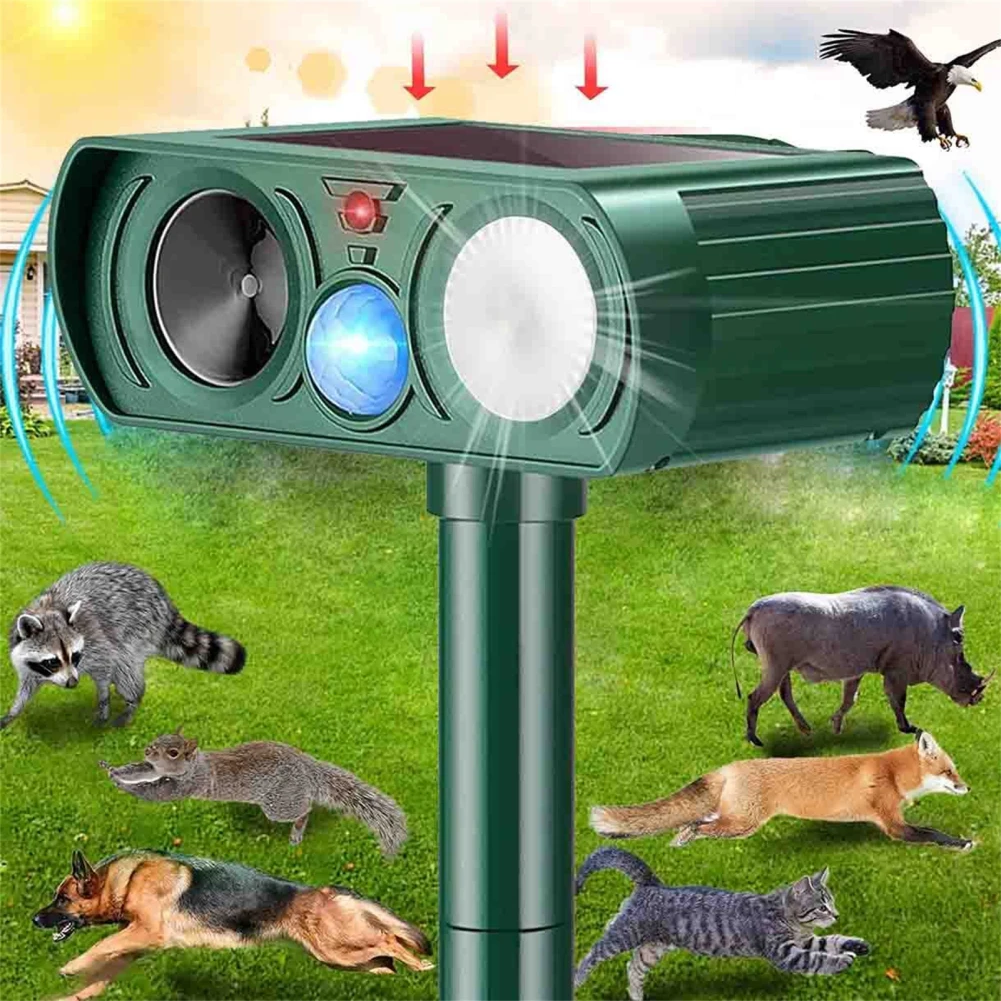 Odstraszacz zwierząt ultradźwiękowy Solar Power Outdoor Pest Cat mouse Sensor Pir przenośny odstraszacz do domowego ogrodu