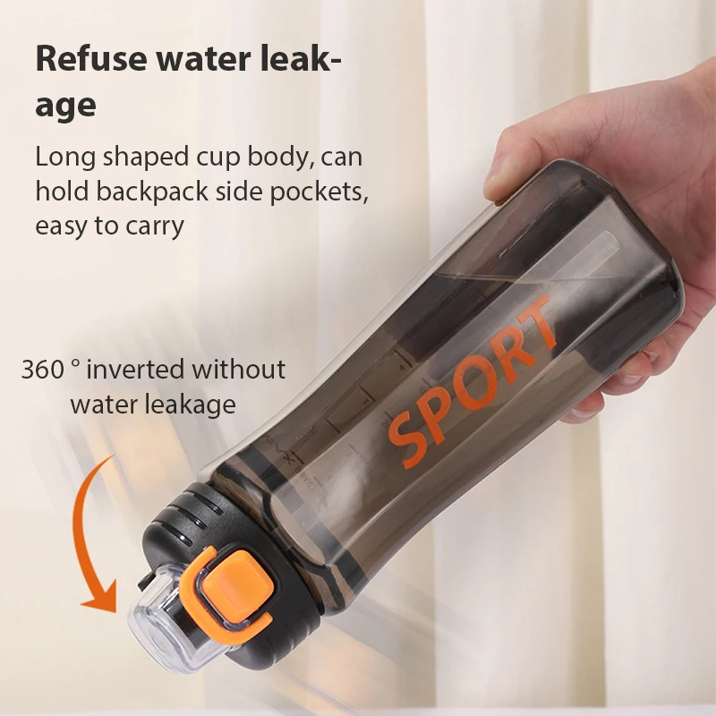 Water Bottle Sport Plastic Cup 750Ml Space Cup Leak Proof Outdoor Sports Water with Straw Drinkware