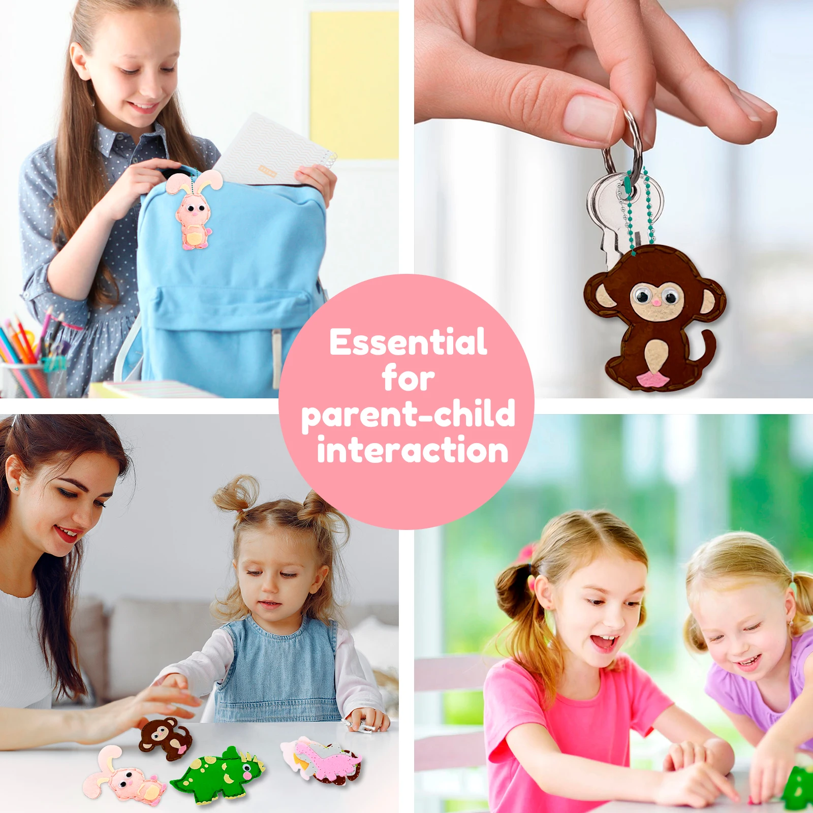 Kids Crafts Sewing Kit DIY Felt Material Sewing Kit Fun Keychain Pendant Felt Crafts Creative Kids Early Education Toys