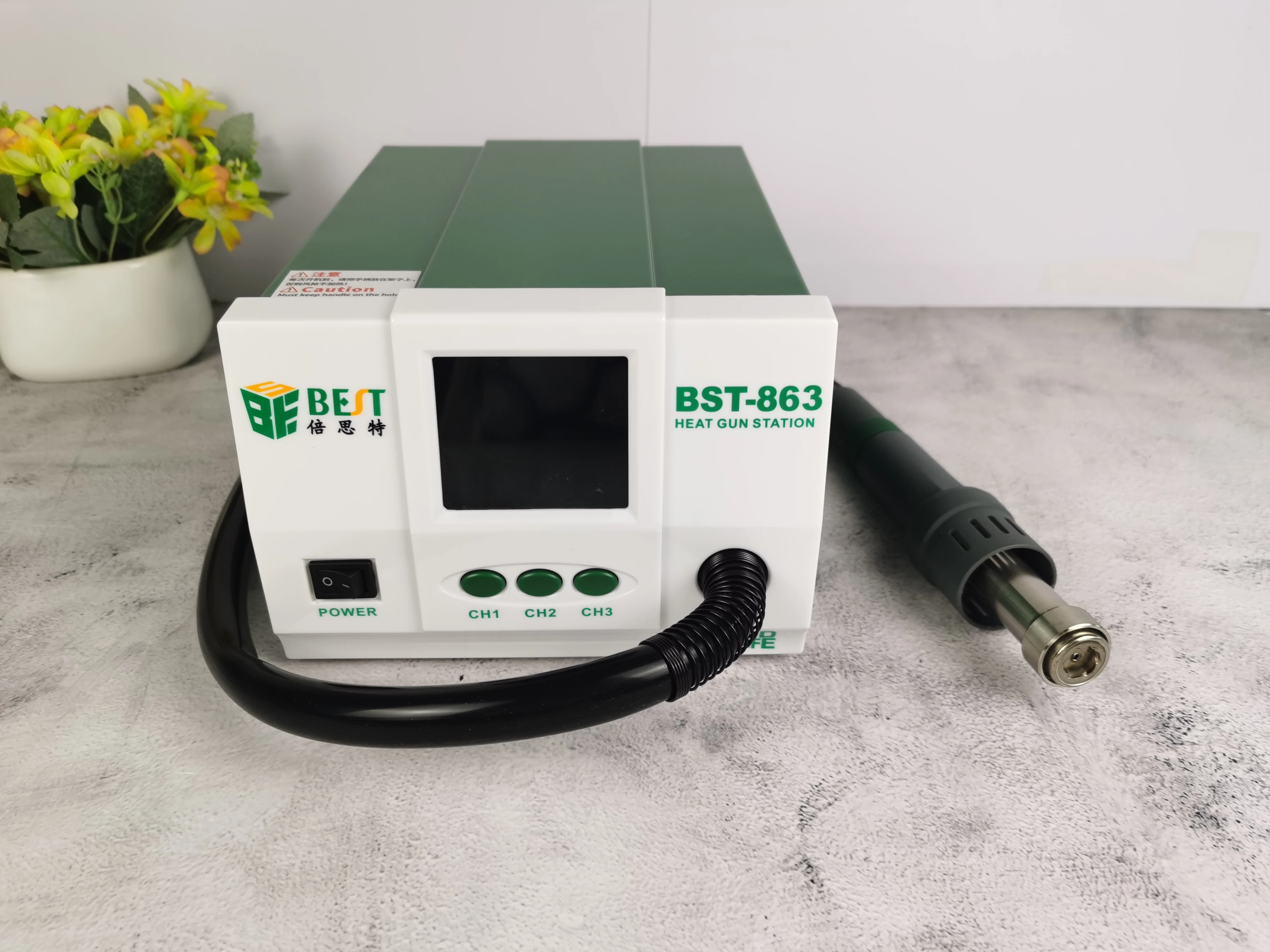 BST-863 Lead-Free Hot Air Gun Soldering Station LCD Display Touch Screen Constant Temperature Heat Gun Desoldering Station 1200W