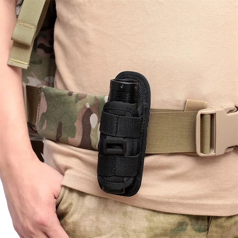 Tactical Flashlight Set 360 Degrees Rotatable Flashlight Pouch Holster Torch Case Belt Torch Cover Hunting Lighting Accessories