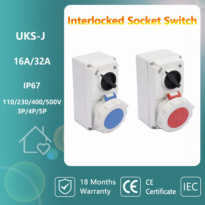 thumbnail image 2 of Industrial Reefer Socket Reefer Container - 32A 4P IP67 With 2177 Connector Waterproof Mechanical Interlock Switch 2 of 11