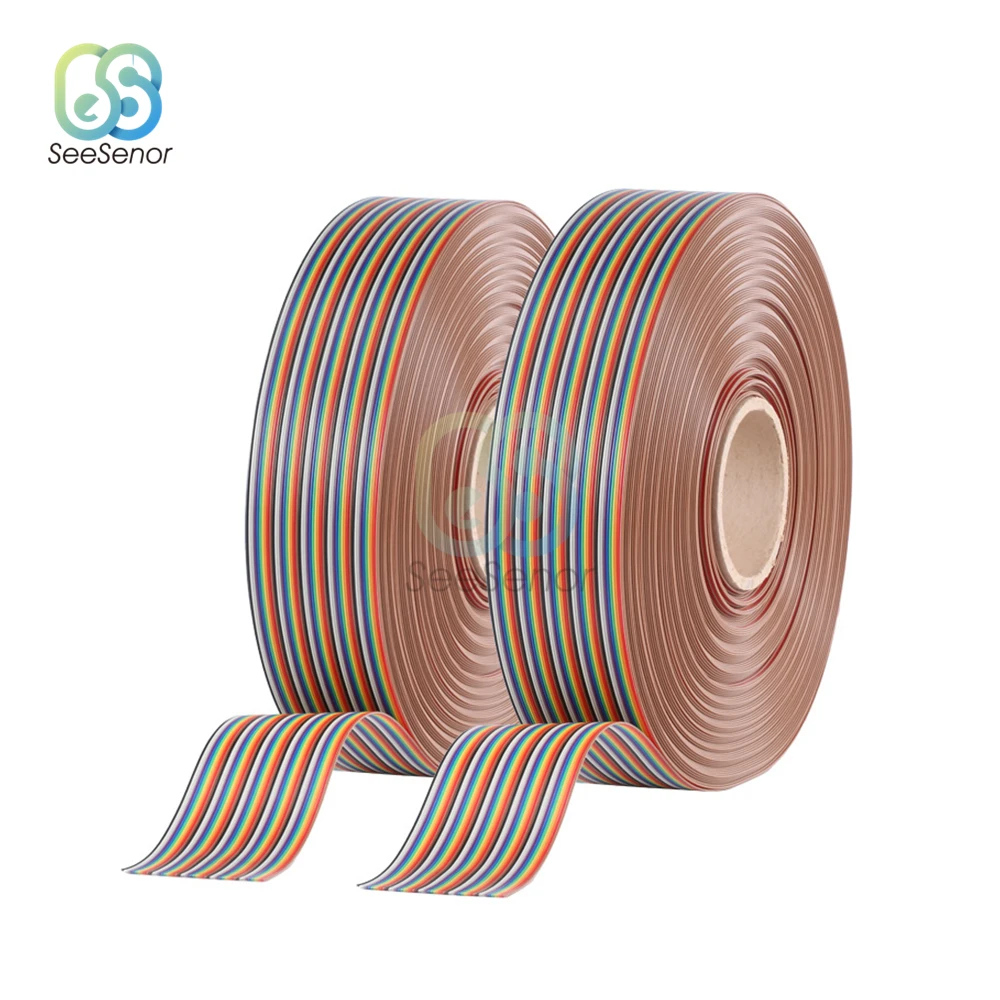 Cavo A Nastro Da 1 Metro Cavo A Nastro Arcobaleno Di Colore Piatto Cavo Arcobaleno 10P 14P 16P 20P 26P 30P 40P 50P 60P Cavo A Nastro 28Awg