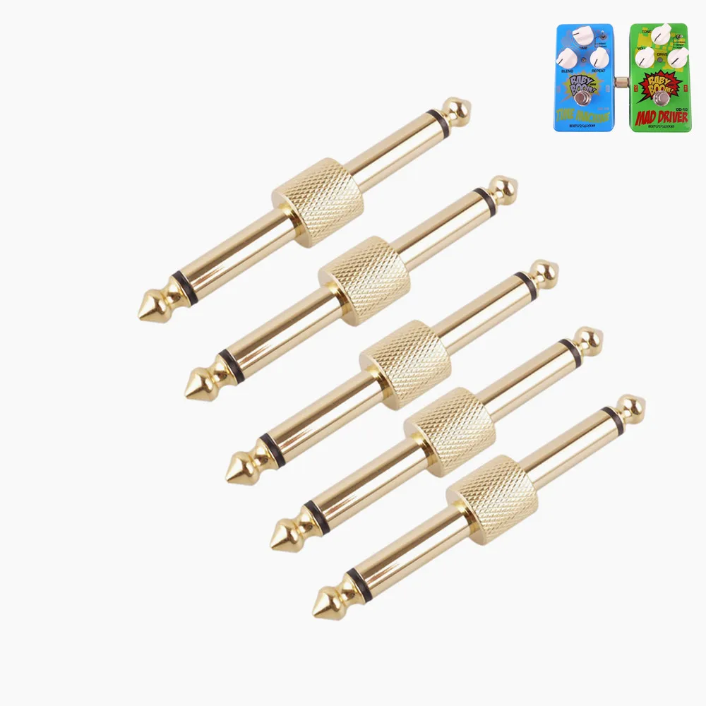 기타 이펙트 페달 커넥터 커플러, 수-수 어댑터 커넥터, 스트레이트 플러그 패치 변환 케이블, 1/4 인치, 6.35mm, 5 개  Best5