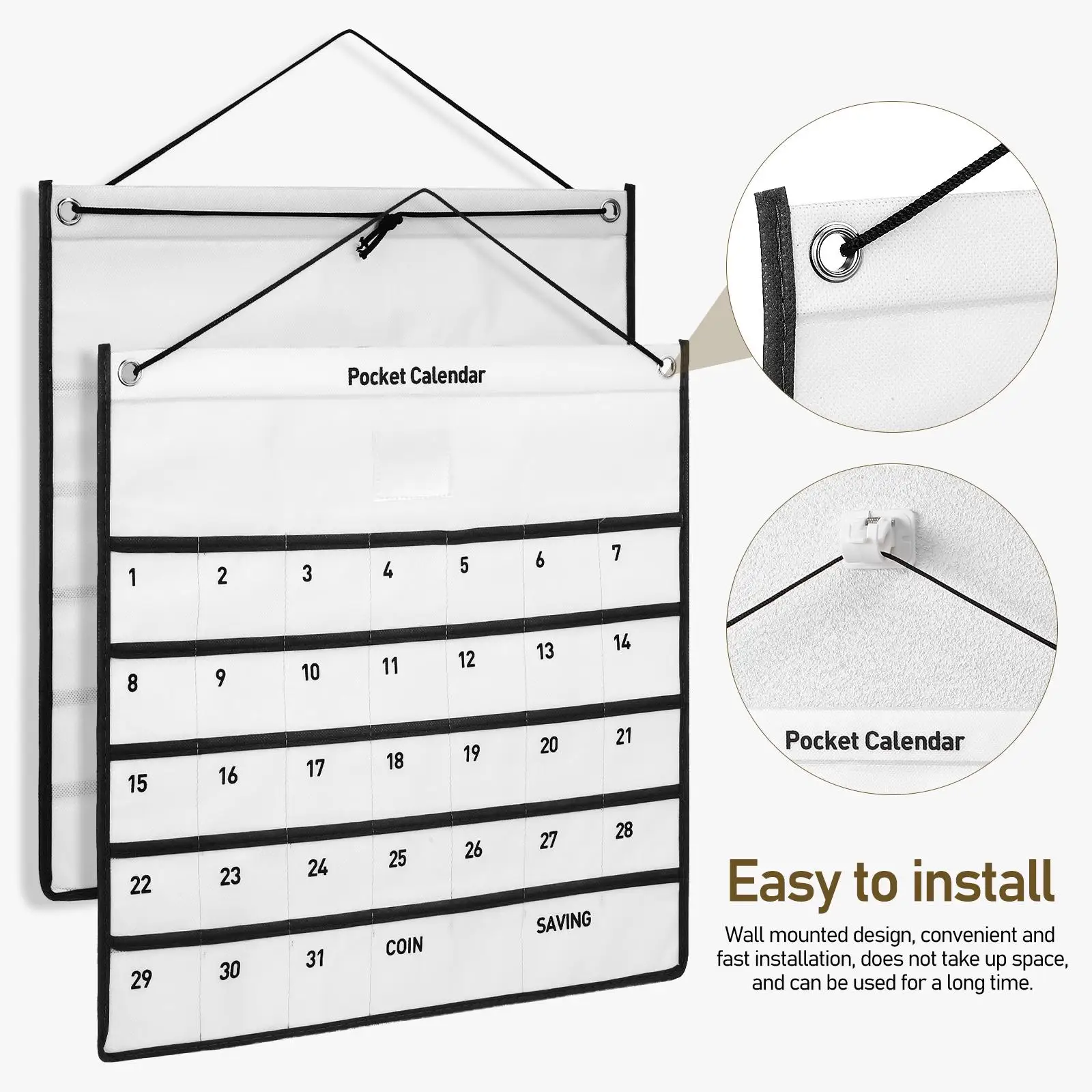 Calendar Storage Bag Wall Mounted Pouch Office Desk Bags Non-woven Fabric Hanging 5
