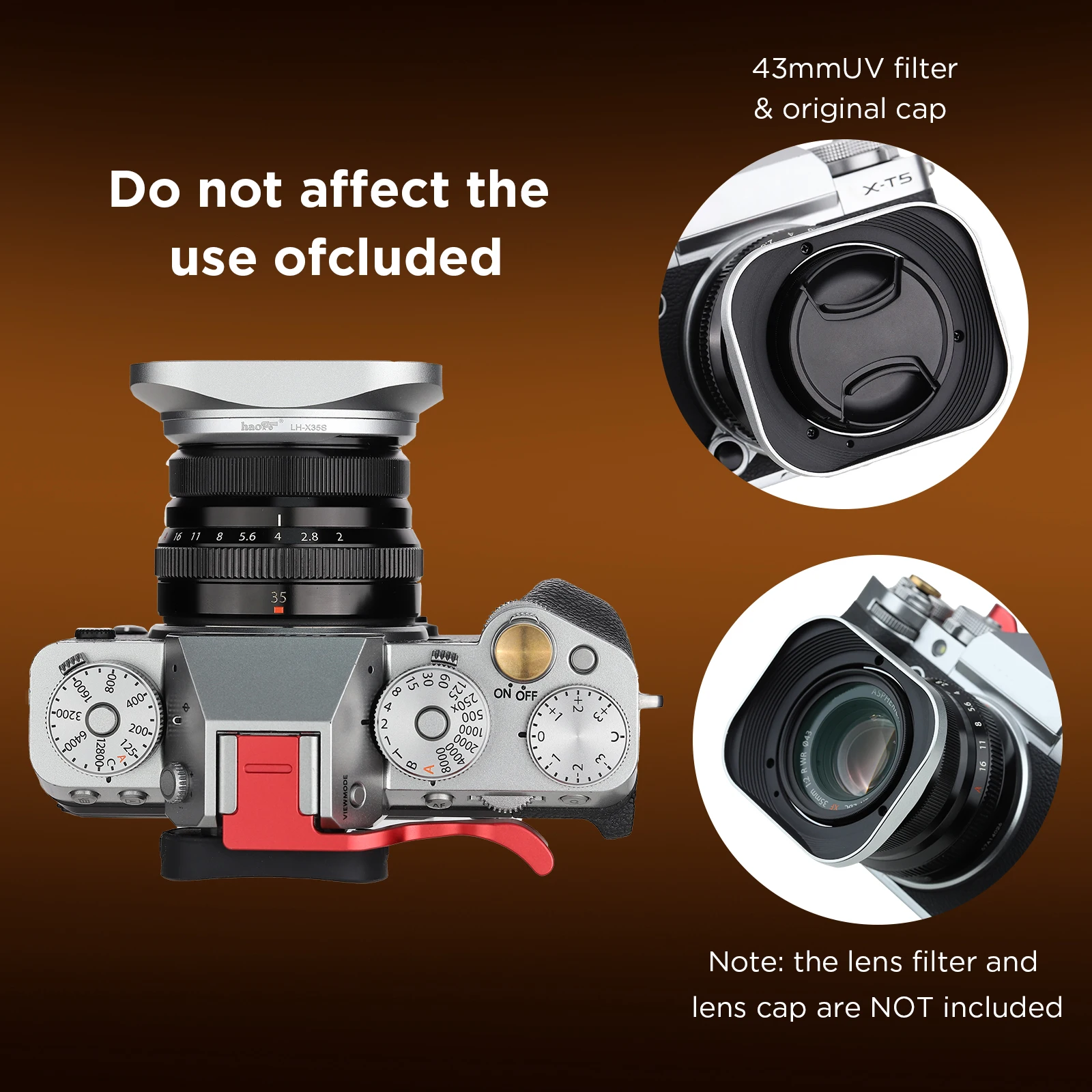 Haoge LH-X35S Square Metal Lens Hood Shade for Fuji Fujinon XF