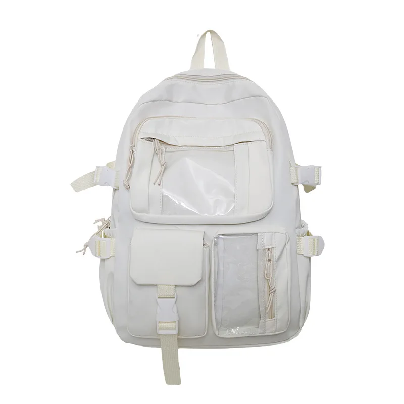 Simple Stylish Unisex School Backpack Breathable Lightweight Expandable Spine Protection Nylon Material Fresh Sweet Style 5