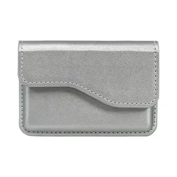 Sleek Magnetic PU Leather Flip Wallet & Card Holder (Silver)