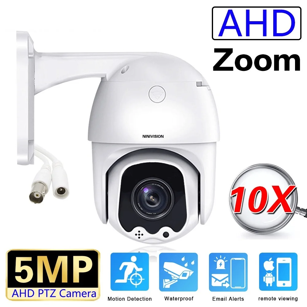 

New Wired CCTV 10X PTZ Zoom Analog Camera 5MP Outdoor Night Vision Video Surveillance Security Camera BNC 5MP For AHD DVR System